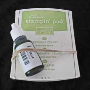 Stampin'Up! CERTAINLY CELERY CLASSIC INK PAD & RE-FILL-Used/Retired
